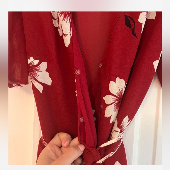 Reformation Red Wrap Print Dress - Picture 5 of 5